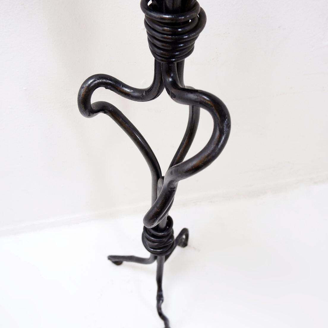 Home Decor Large Wrought Iron Candelabra With An Abstract Design And Three Candle Holders photo