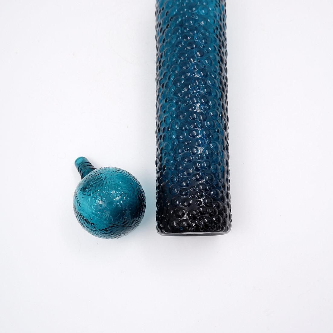 Mid Century Italian "Genie" Bottle In Blue Empoli Glass   1960s photo Home Decor