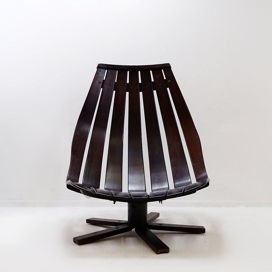 photo vinterior Hans Brattrud For Hove Möbler Vintage 1970 Swivel Lounge Chair