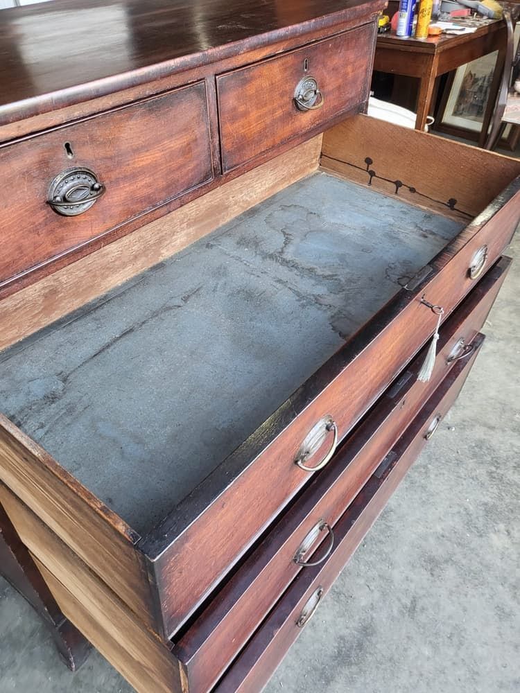 photo for sale Antique Georgian 2 Over 3 Chest Of Drawers Splayed Legs