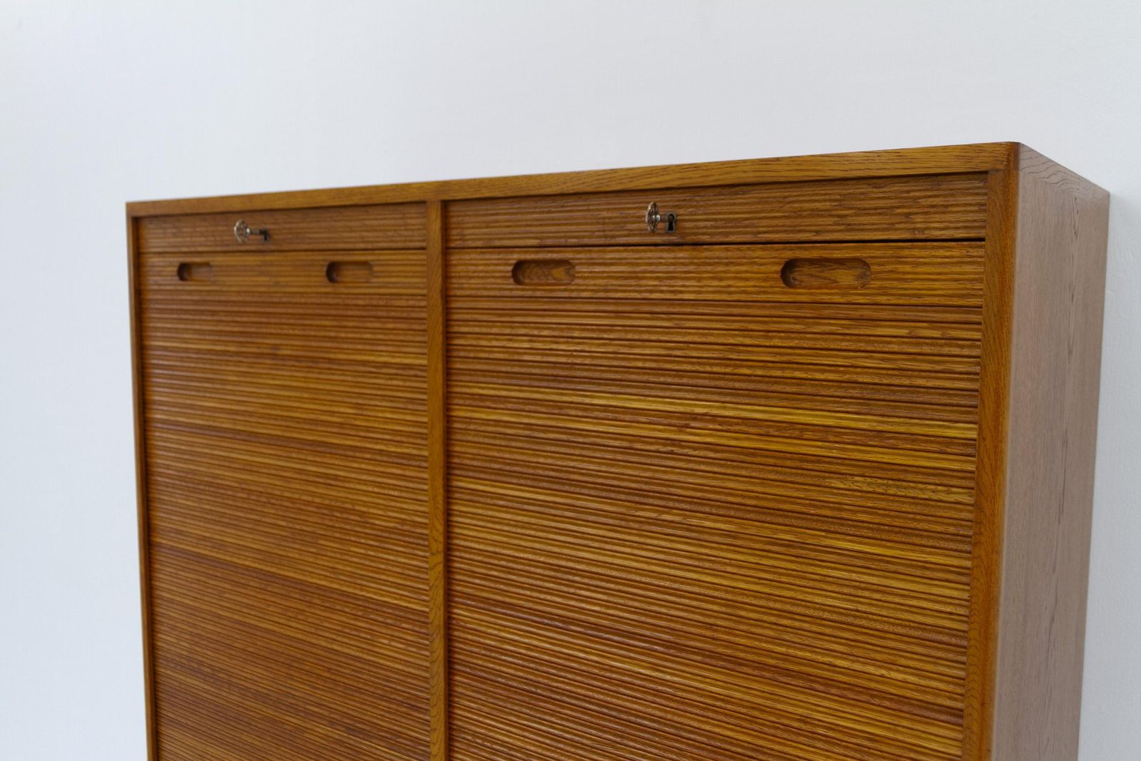 Danish Art Deco Oak Double Tambour Archive Cabinet, 1930s. photo for sale