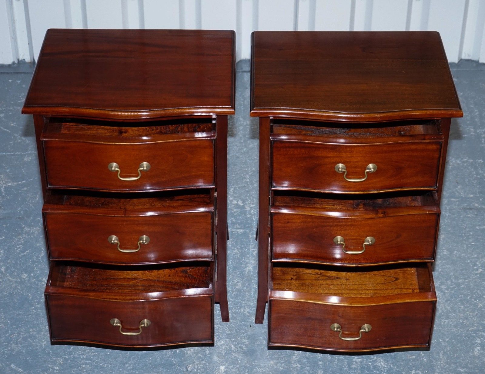 Georgian Revival Style Serpentine Nightstands Bedsides By Brights Of Nettlebed photo vinterior