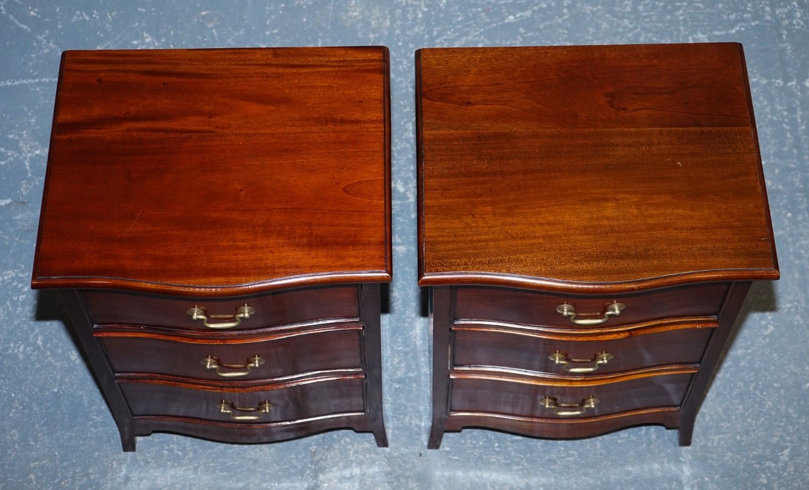 photo for sale Georgian Revival Style Serpentine Nightstands Bedsides By Brights Of Nettlebed