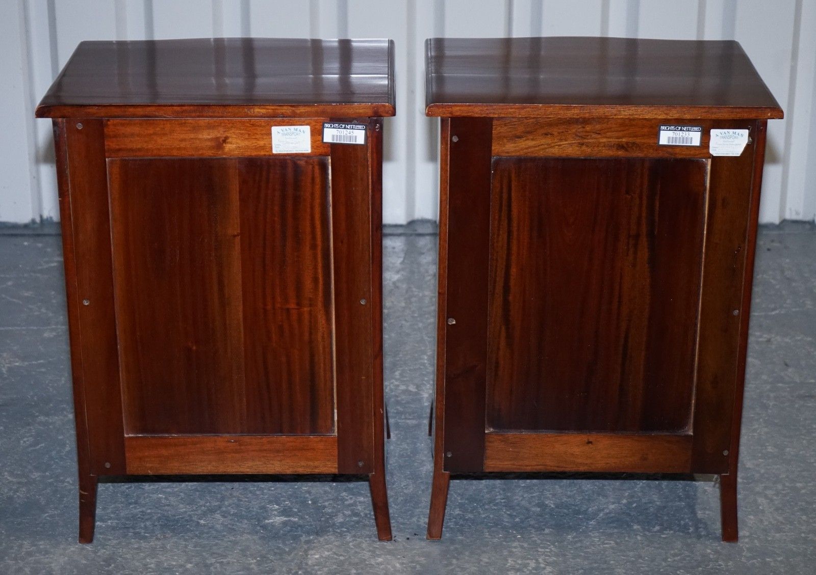 photo vintage Georgian Revival Style Serpentine Nightstands Bedsides By Brights Of Nettlebed