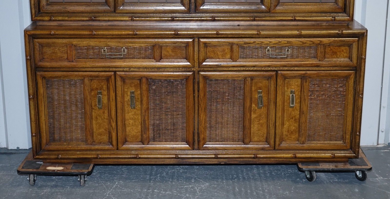 Vintage American Faux Bamboo Style Display Cabinet Bookcase By Burlington photo vinterior