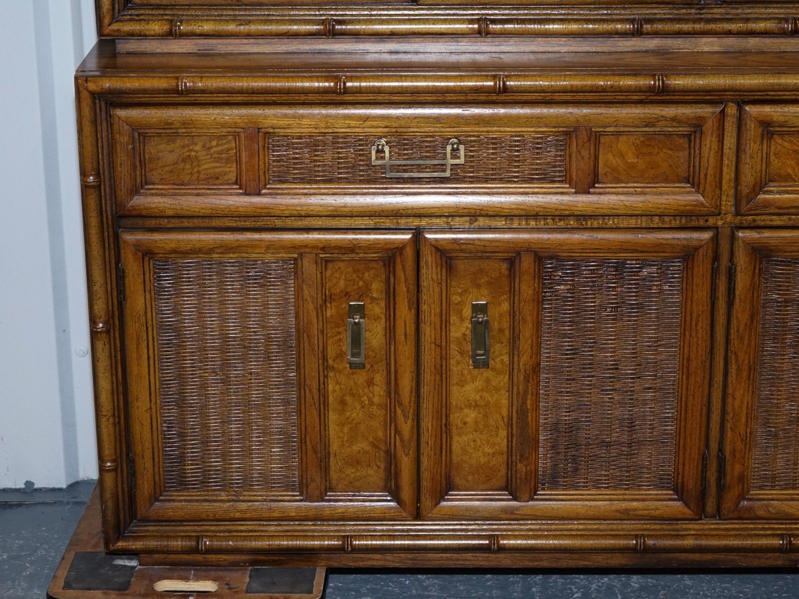 Vintage American Faux Bamboo Style Display Cabinet Bookcase By Burlington photo buy