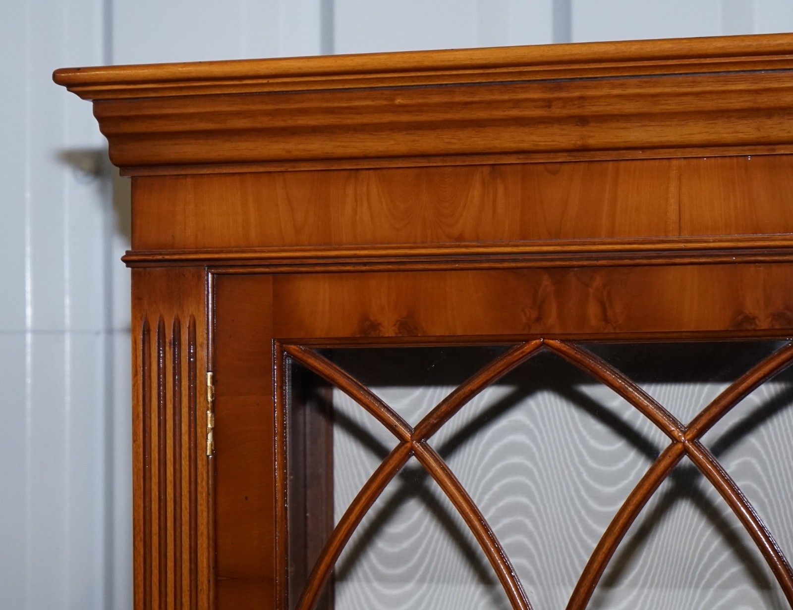 photo furniture Antique Georgian Style Yew Wood Four Door Display Cabinet Bookcase