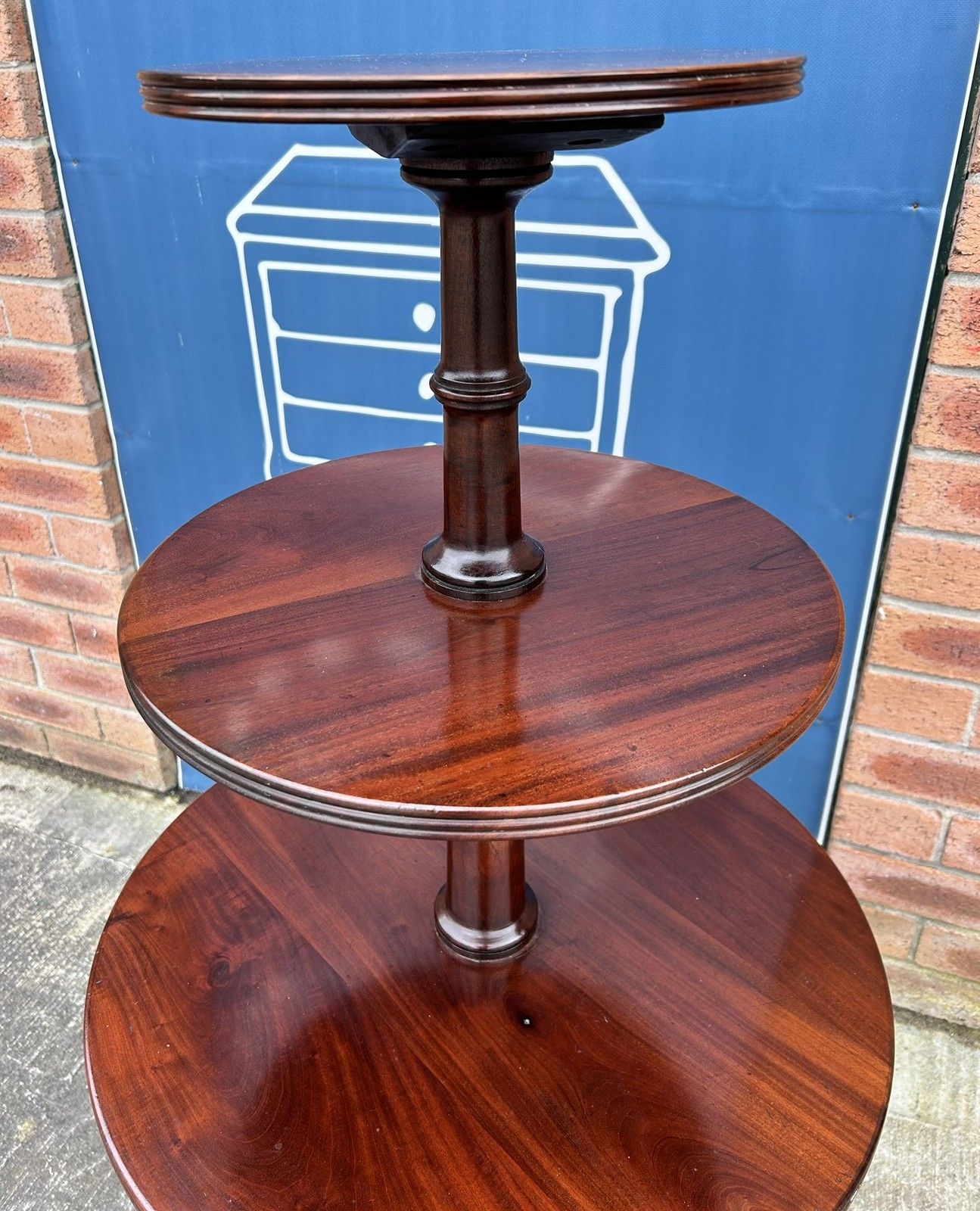 Quality Reproduction Antique Regency Style Mahogany Three Tier Dumb Waiter Stand photo vinterior