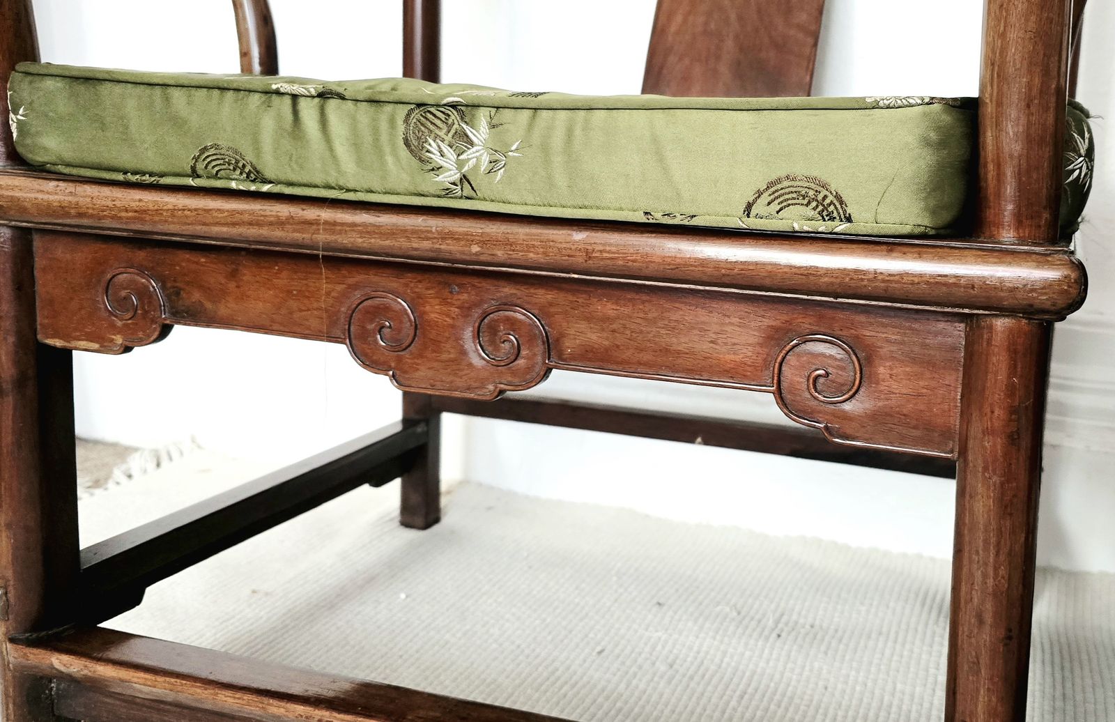 A Pair Of Chinese Qing Dynasty Hardwood Chairs With Original Cushions. photo Furniture