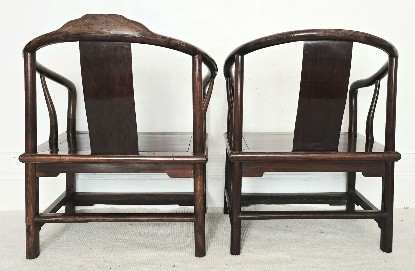 photo vintage A Pair Of Chinese Qing Dynasty Hardwood Chairs With Original Cushions.