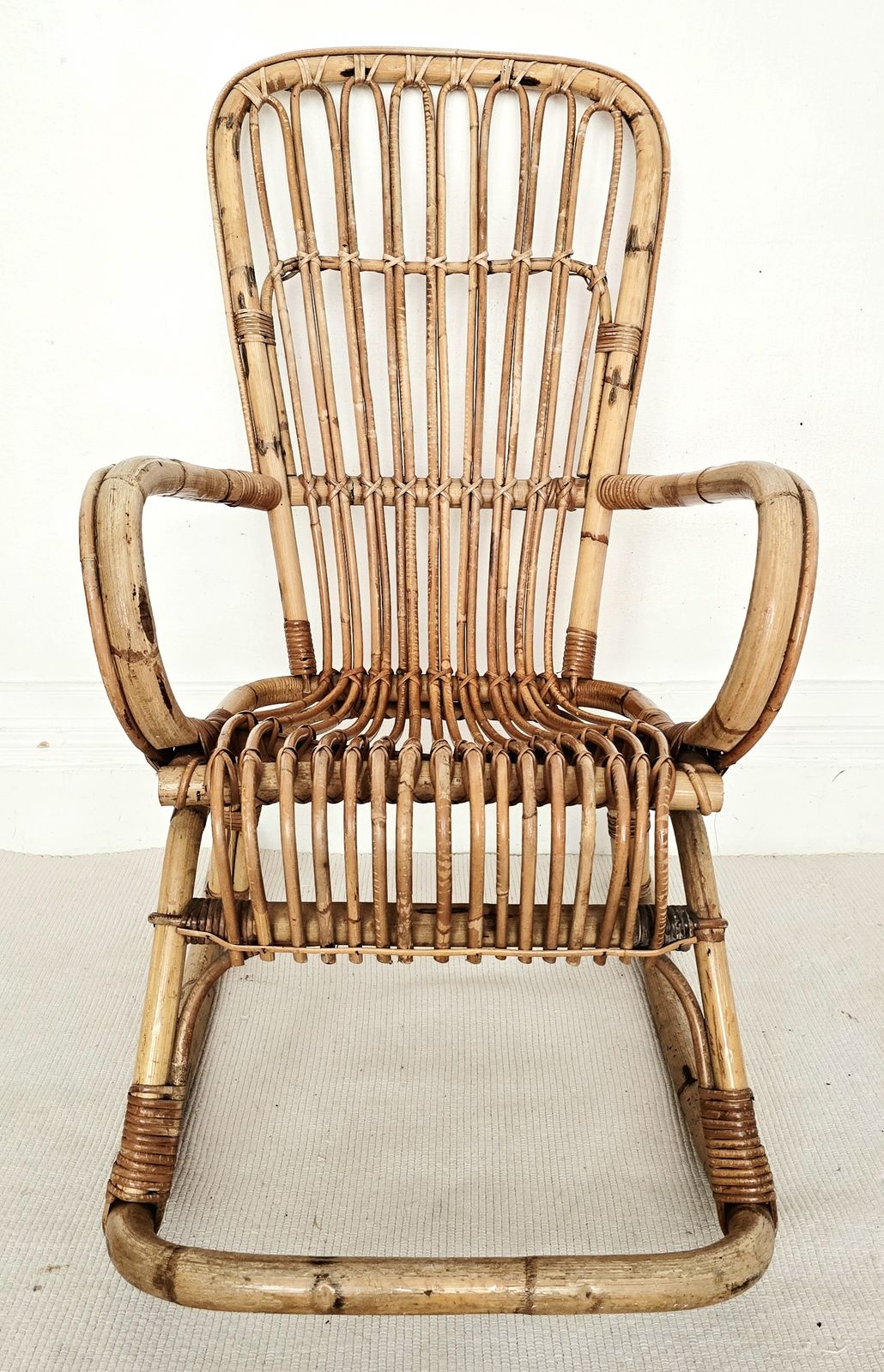 Mid Century Italian Bamboo Rocking Chair, Franco Albini, 1950s. photo for sale