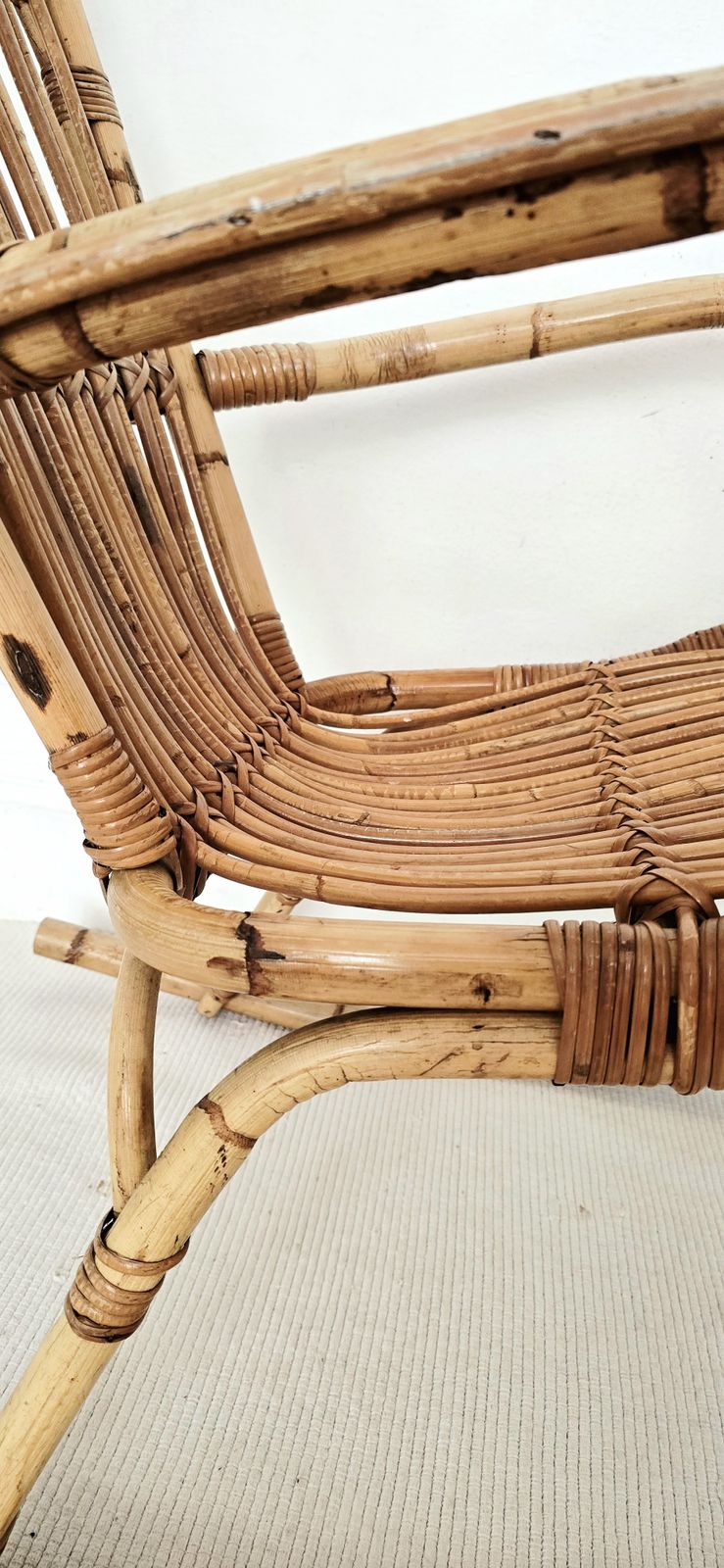 Mid Century Italian Bamboo Rocking Chair, Franco Albini, 1950s. photo vintage