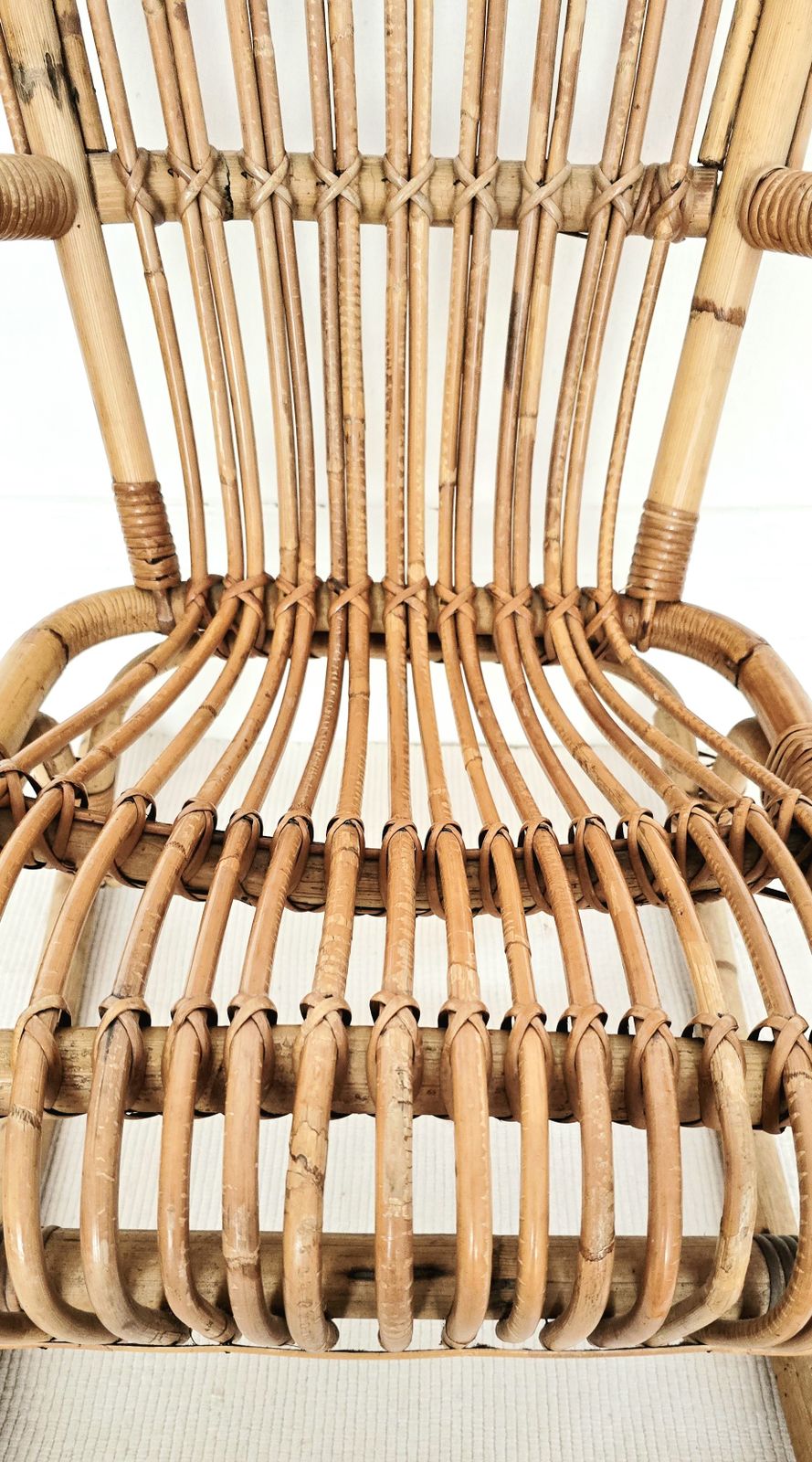 Furniture Mid Century Italian Bamboo Rocking Chair, Franco Albini, 1950s. photo