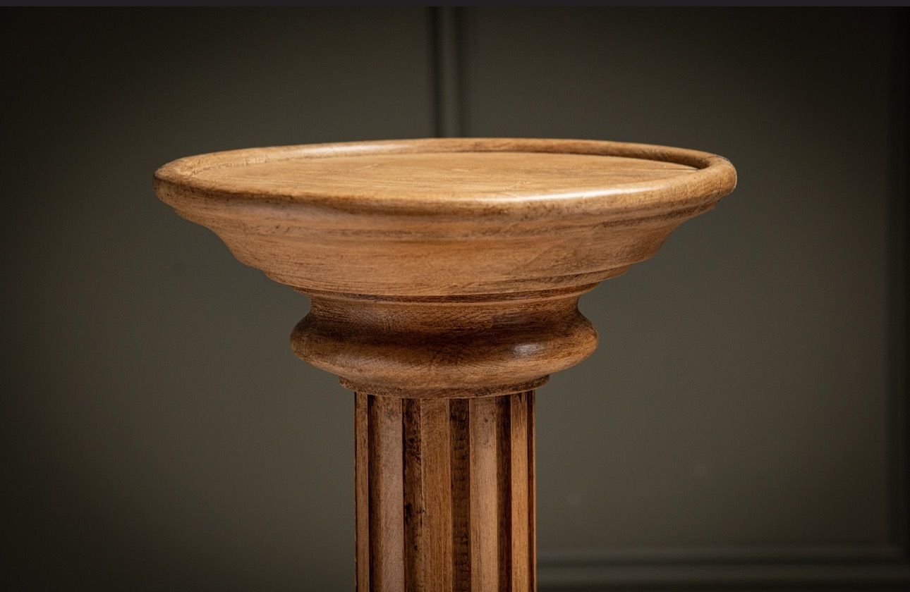 Pair Of Modern Beech Neoclassical Column Pedestals photo for sale