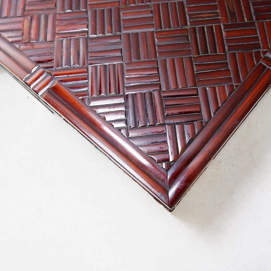 Pair Of Vintage Pagoda Tables In Faux Bamboo Chevron Pattern   Maitland & Clasco photo vinterior