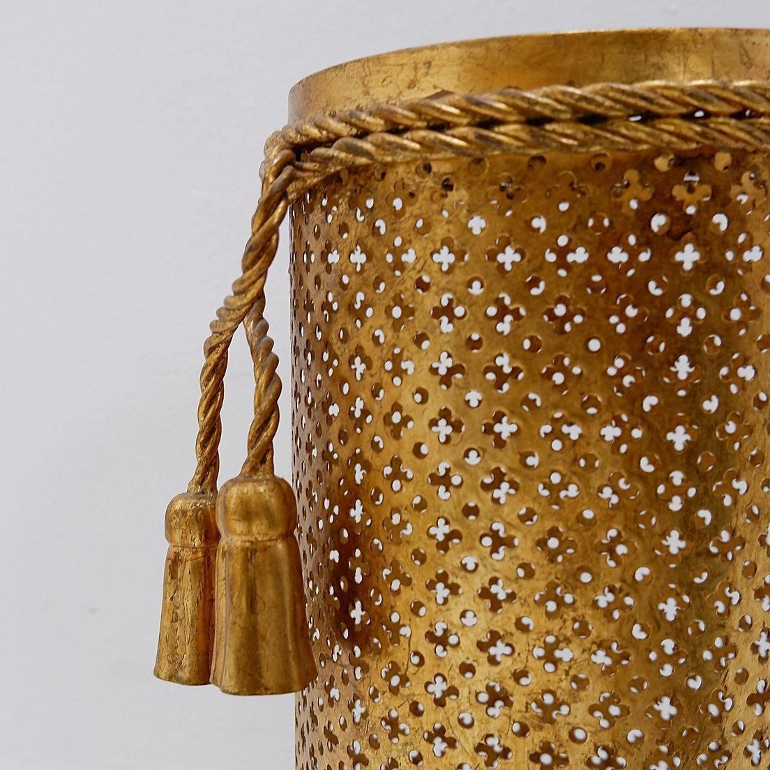 Hollywood Regency Golden Umbrella Stand By Li Puma Firenze, Italy 1950s photo furniture