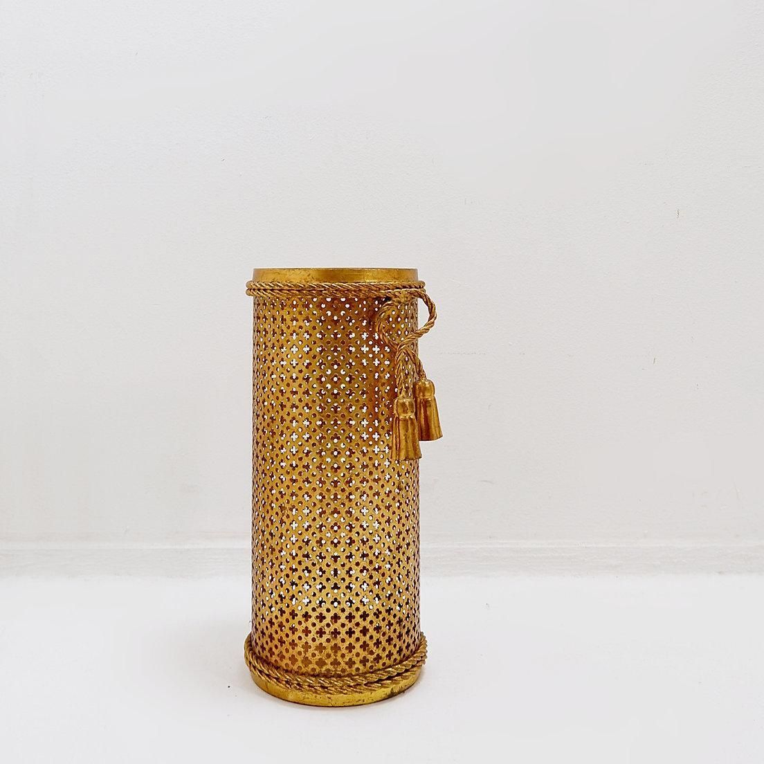 photo for sale Hollywood Regency Golden Umbrella Stand By Li Puma Firenze, Italy 1950s