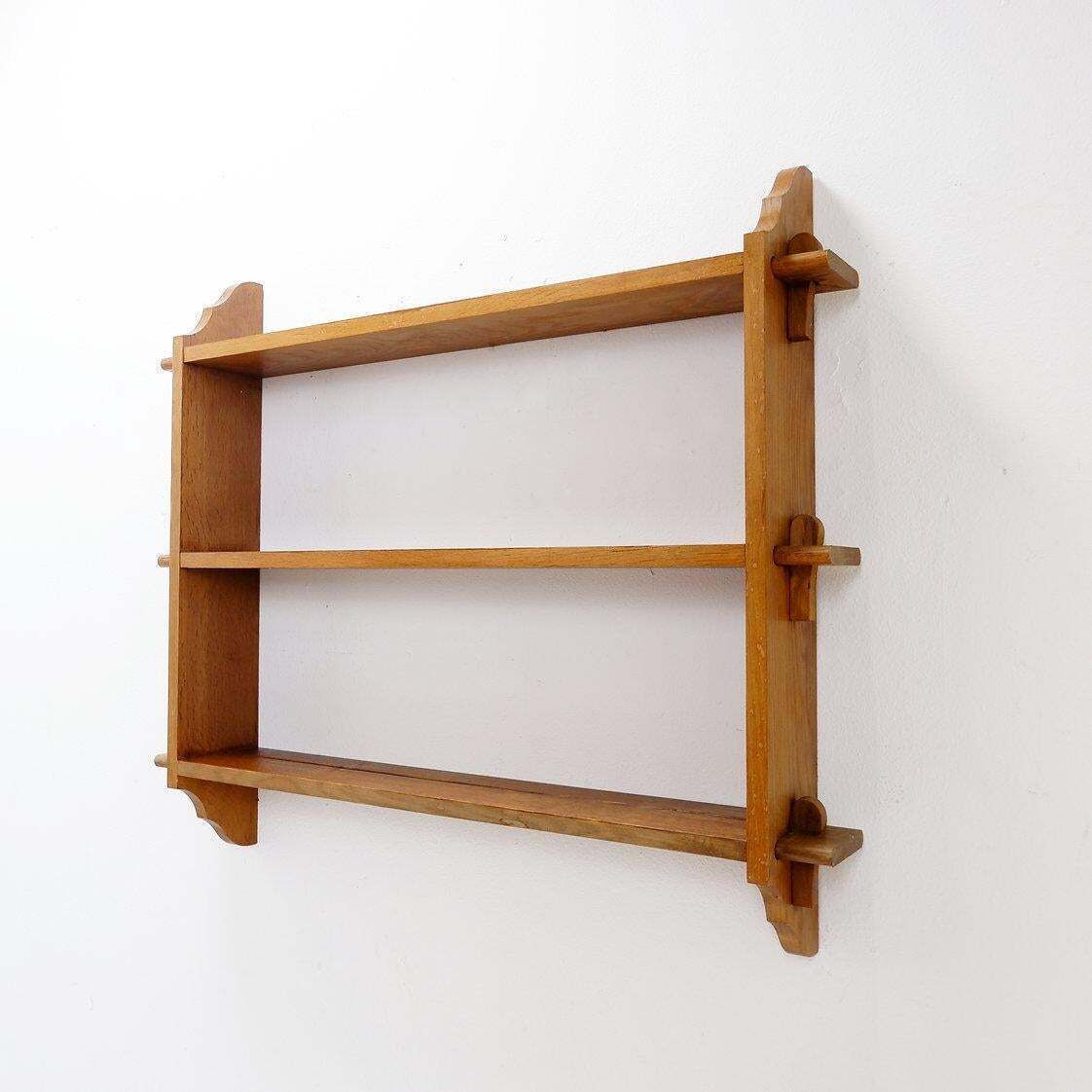 Mid Century Arts & Crafts Style Pegged Wall Hung Shelves photo furniture