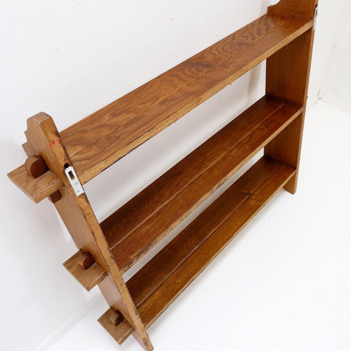 Mid Century Arts & Crafts Style Pegged Wall Hung Shelves photo vinterior