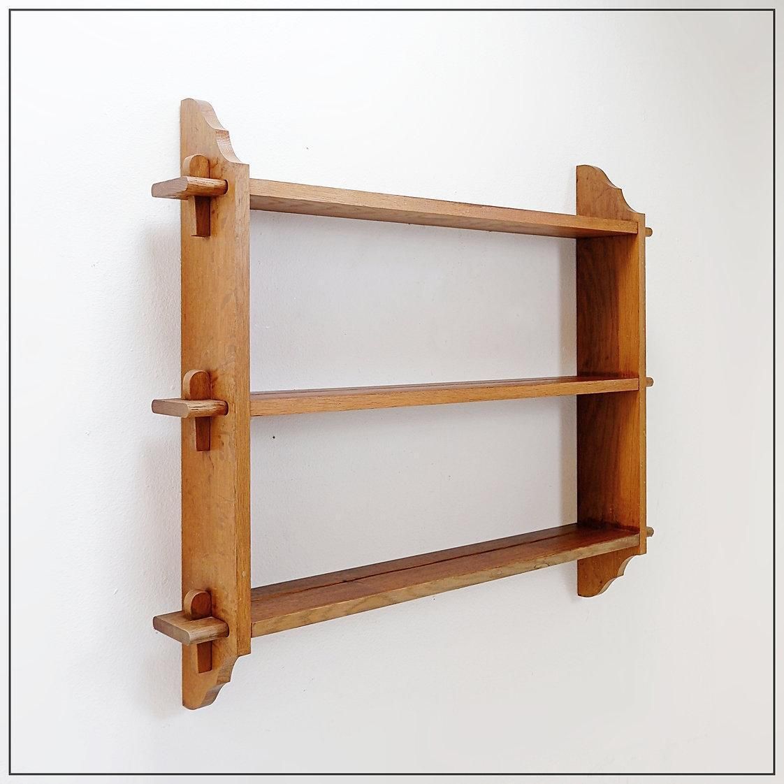photo furniture Mid Century Arts & Crafts Style Pegged Wall Hung Shelves