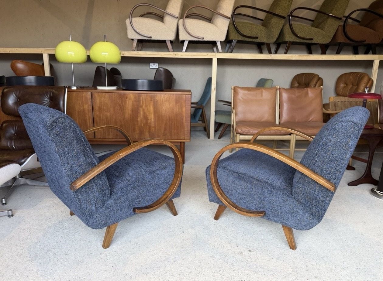 Pair Of Jindrich Halabala Armchairs, Art Deco, Vintage, Retro, Mid Century photo vintage