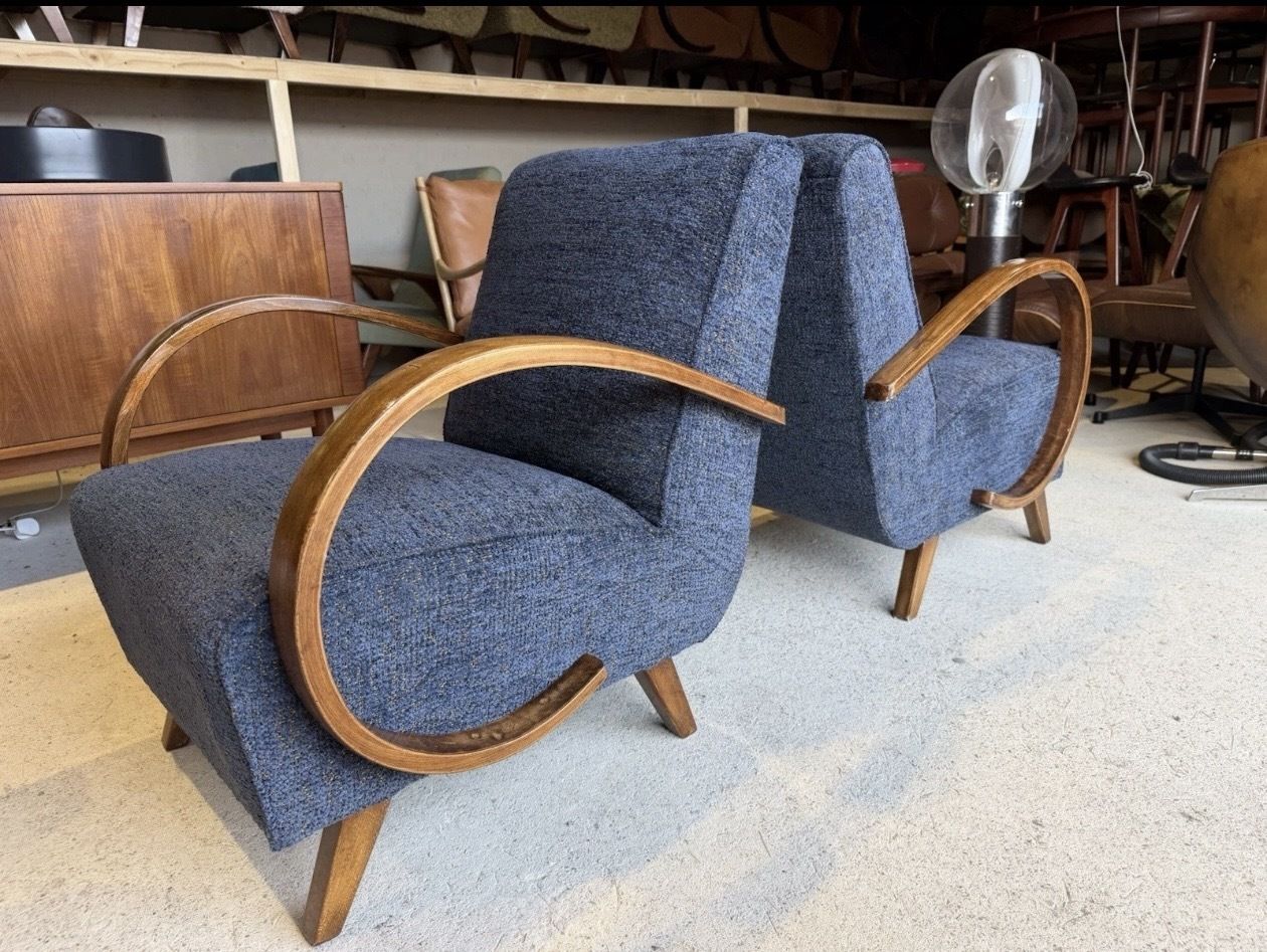 photo for sale Pair Of Jindrich Halabala Armchairs, Art Deco, Vintage, Retro, Mid Century