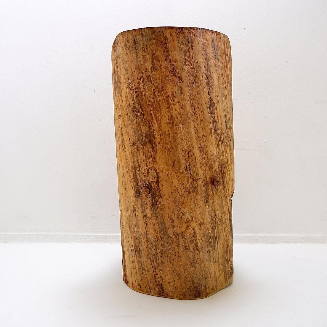 Sculptural Brutalist Chair In Solid Oak In Wabi Sabi Style photo vinterior