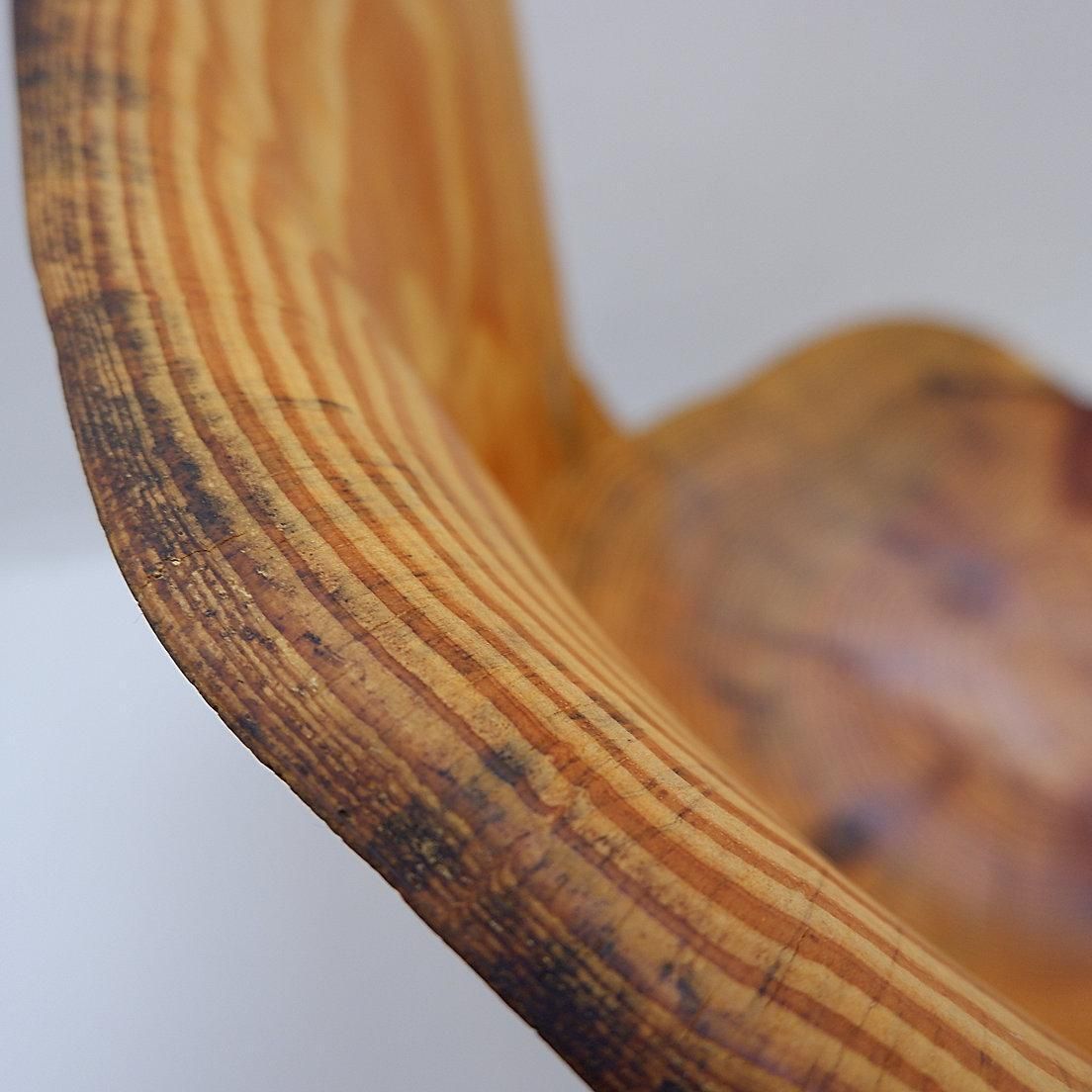 photo for sale Sculptural Brutalist Chair In Solid Oak In Wabi Sabi Style