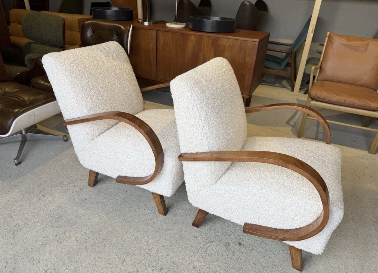 Furniture Pair Of Jindrich Halabala Armchairs, Art Deco, Vintage, Retro, Mid Century photo