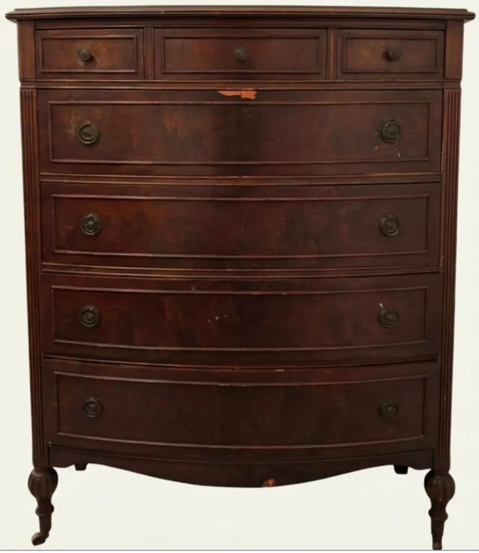 Edwardian Mahogany Bow Front Chest Of Drawers