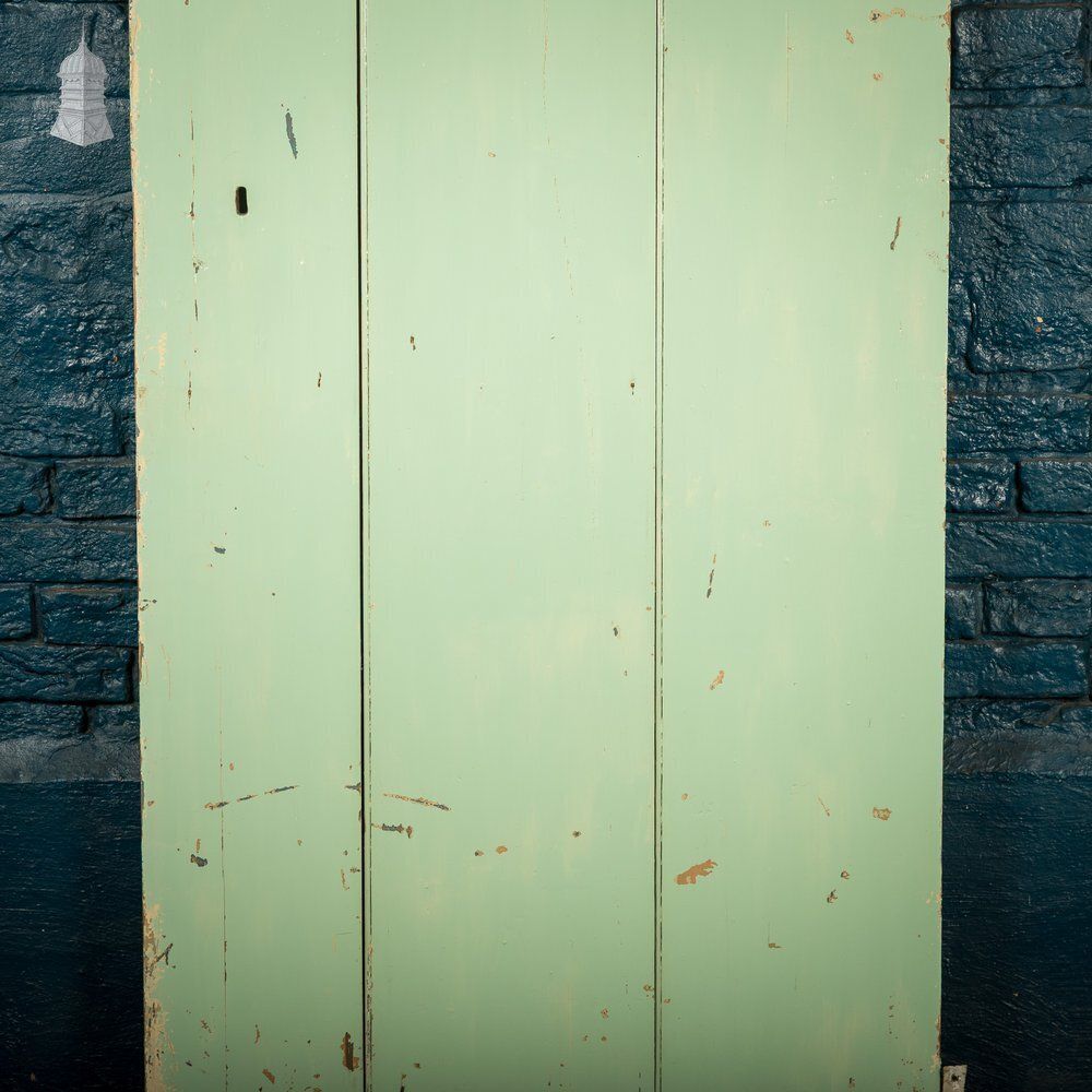 Plank & Ledge Door, Reclaimed With Distressed Green Paint photo vintage