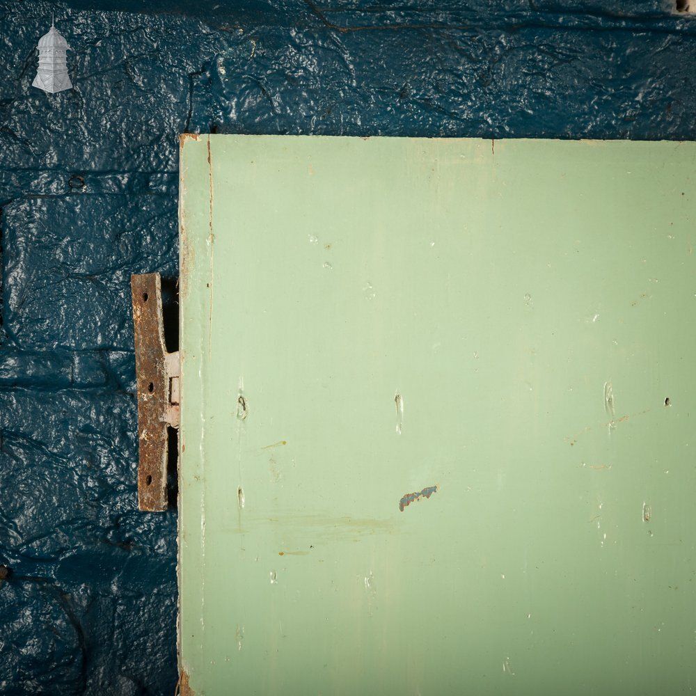 Plank & Ledge Door, Reclaimed With Green & White Paint photo vintage