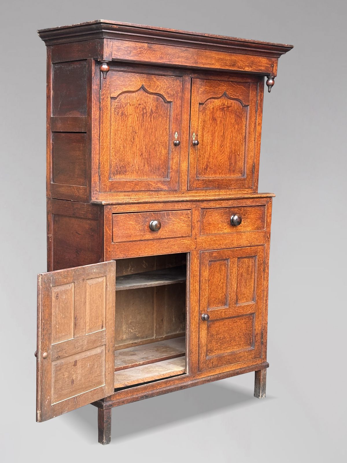 Furniture 18th Century George III Period Oak Court Cupboard photo
