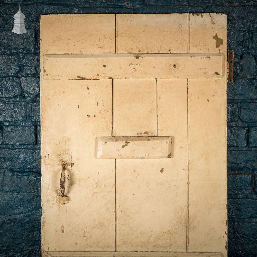 photo for sale Ledged Plank Door, Distressed Cream Paint