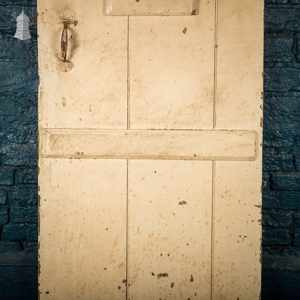 Home Fixtures Ledged Plank Door, Distressed Cream Paint photo