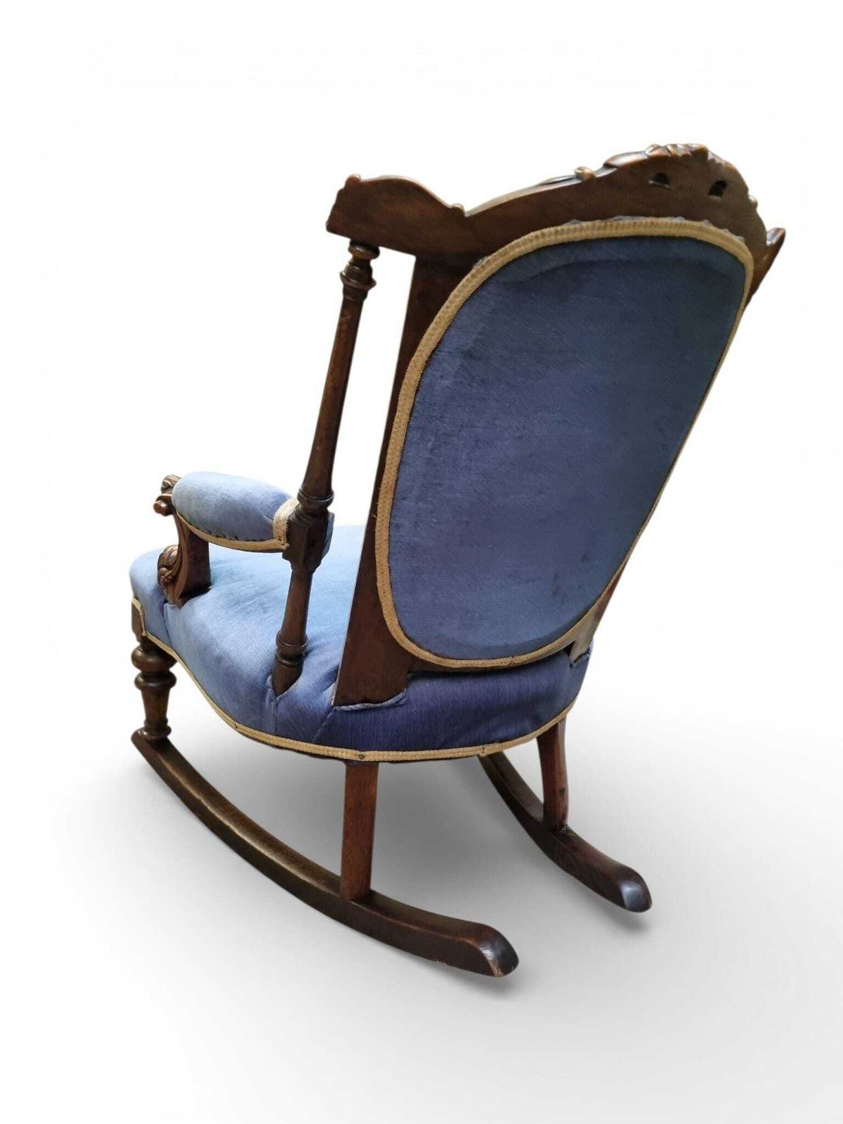 Furniture Antique Victorian Style Upholstered Rocking Chair / C1880 photo