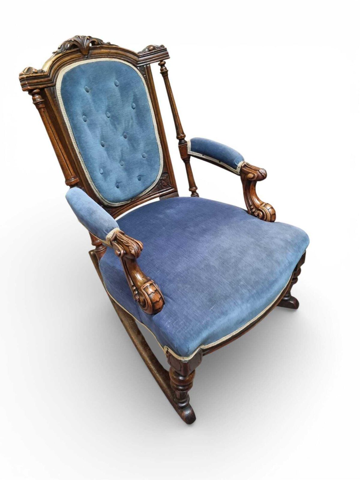 489.0 Antique Victorian Style Upholstered Rocking Chair / C1880 photo