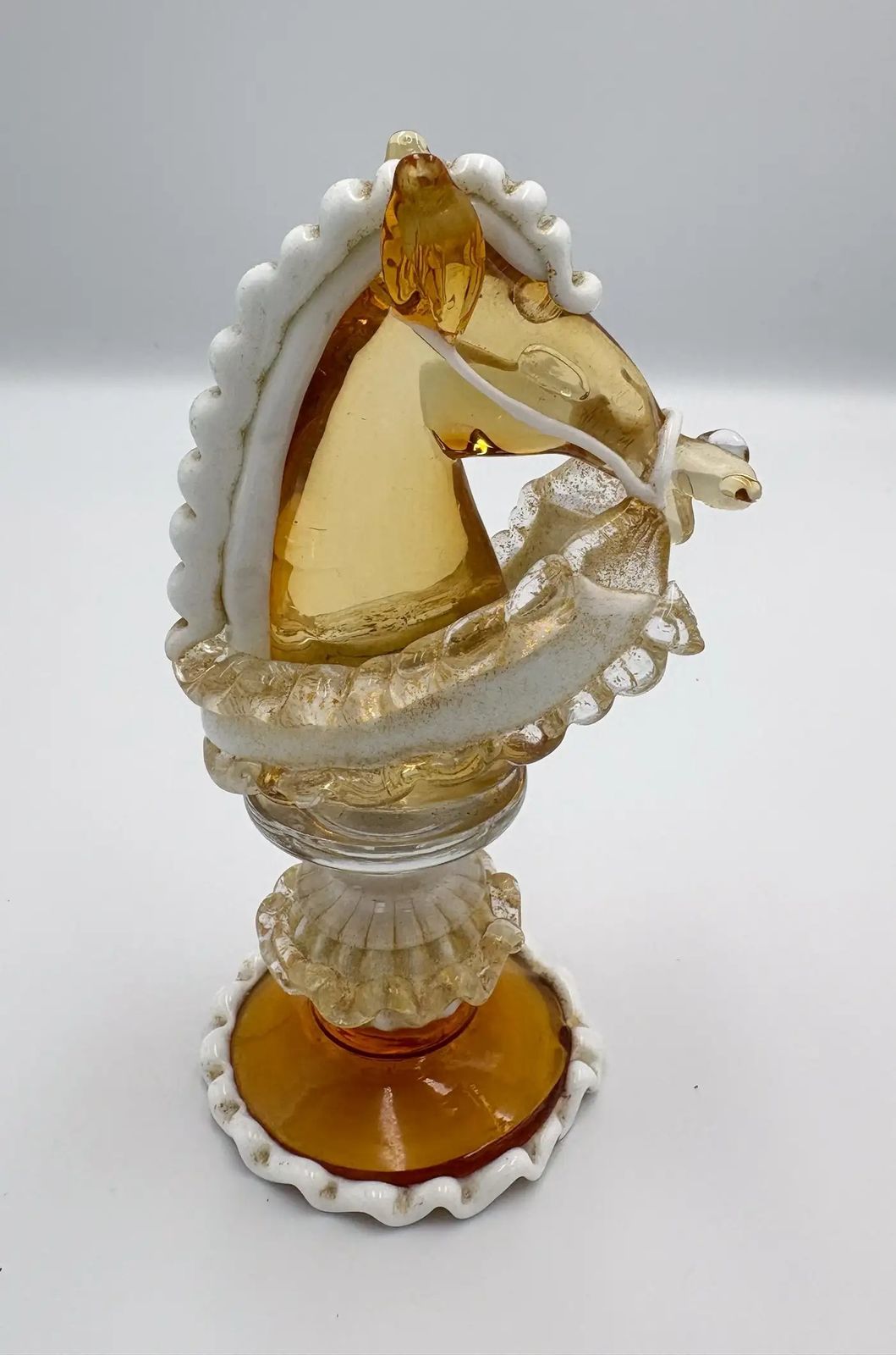 photo vintage Rare Chess Set Composed Of 32 Solid Amber Glass Pieces, Barbini, Pauly & C
