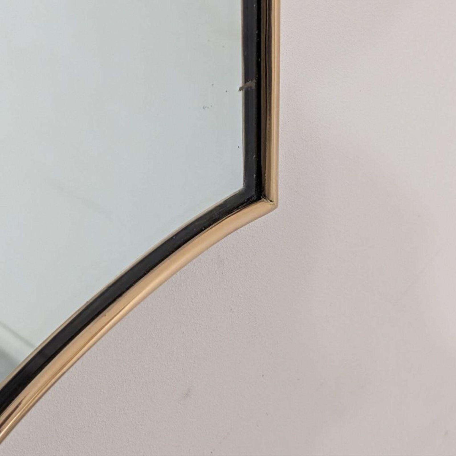 1950s Italian Brass Shield Shaped Mirror In The Style Of Gio Ponti photo Home Decor
