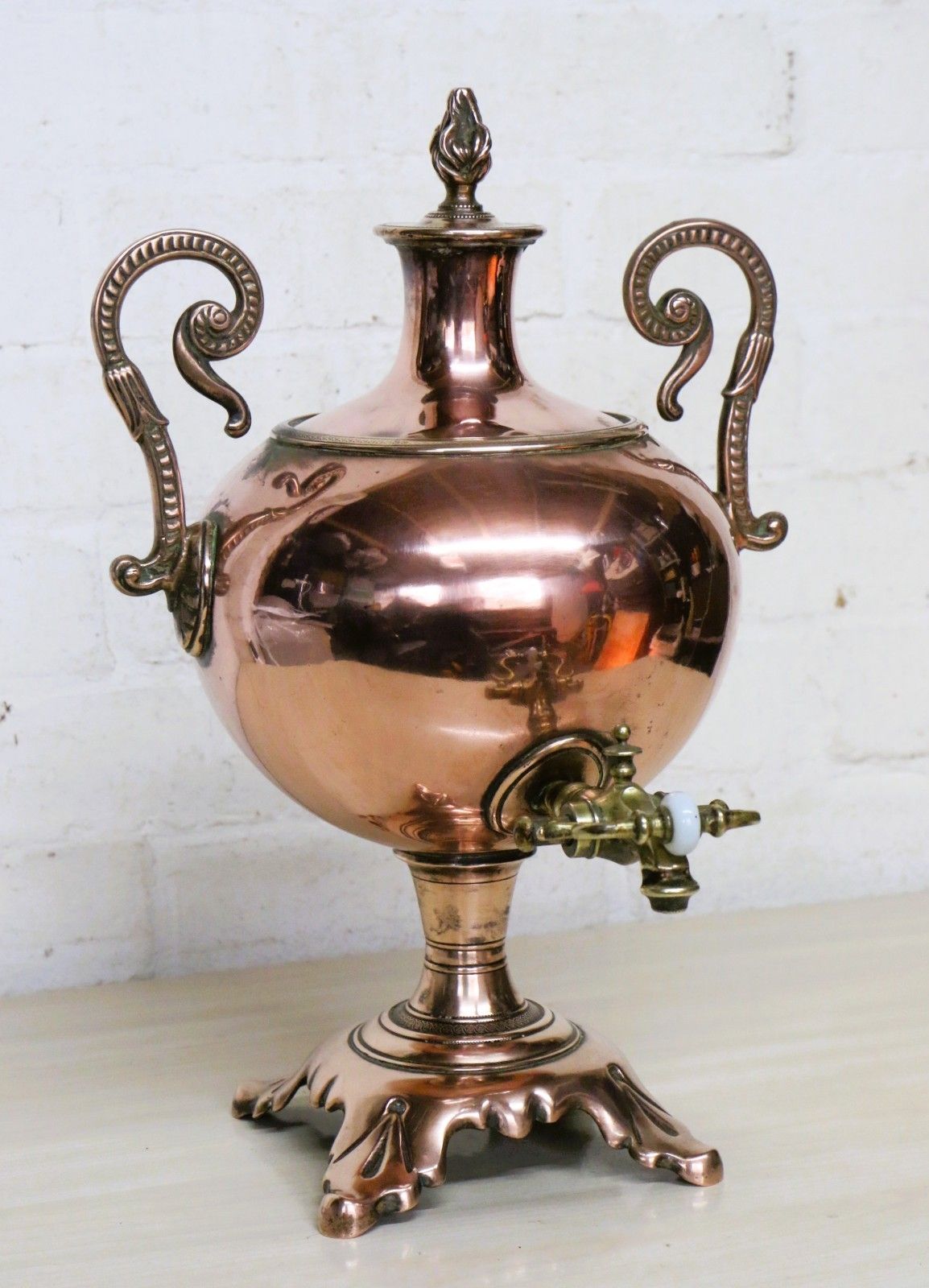 Antique Copper Samovar With Brass Fittings Lovely Decorative Piece 19th Century photo furniture