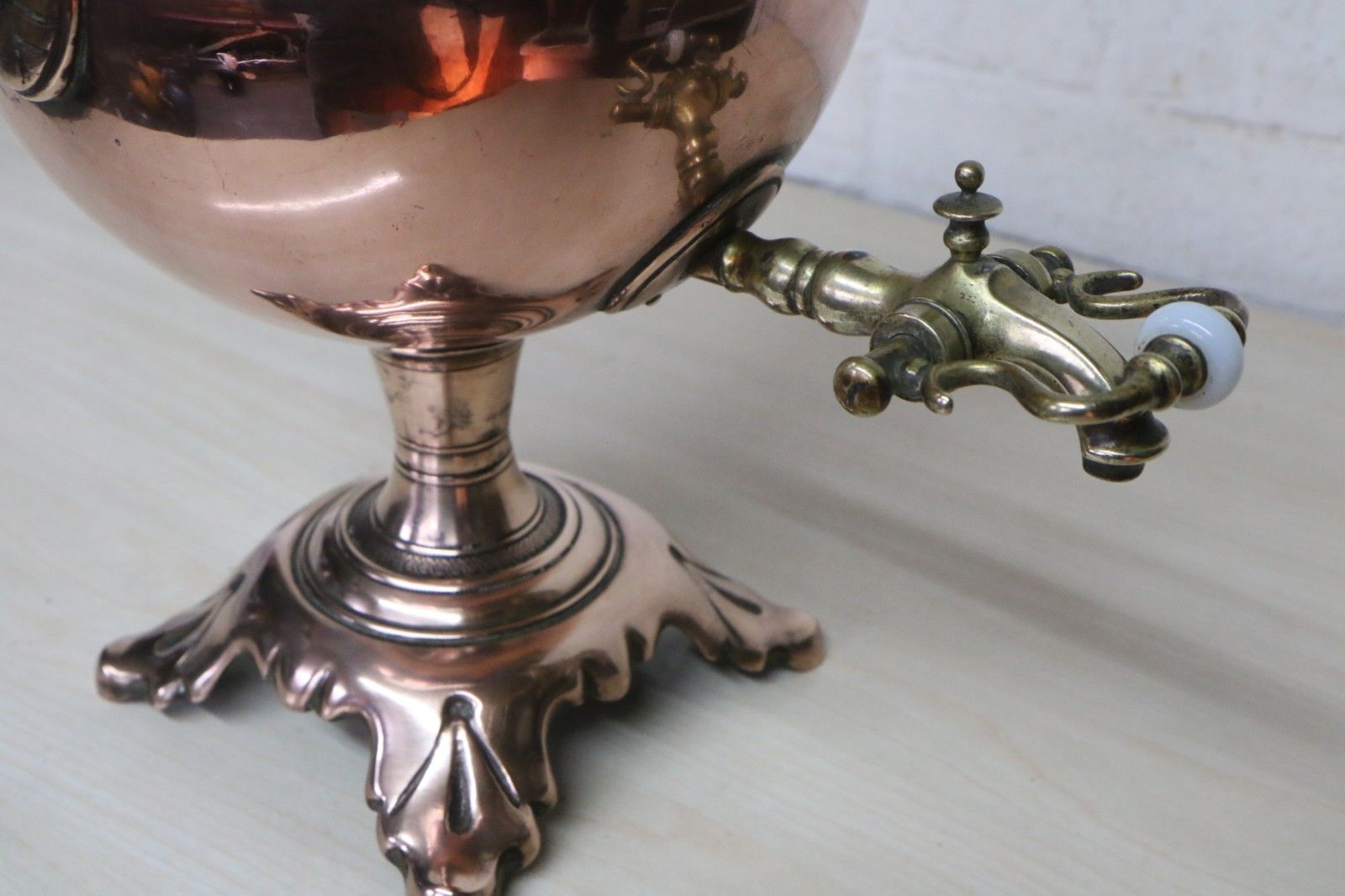 photo buy Antique Copper Samovar With Brass Fittings Lovely Decorative Piece 19th Century