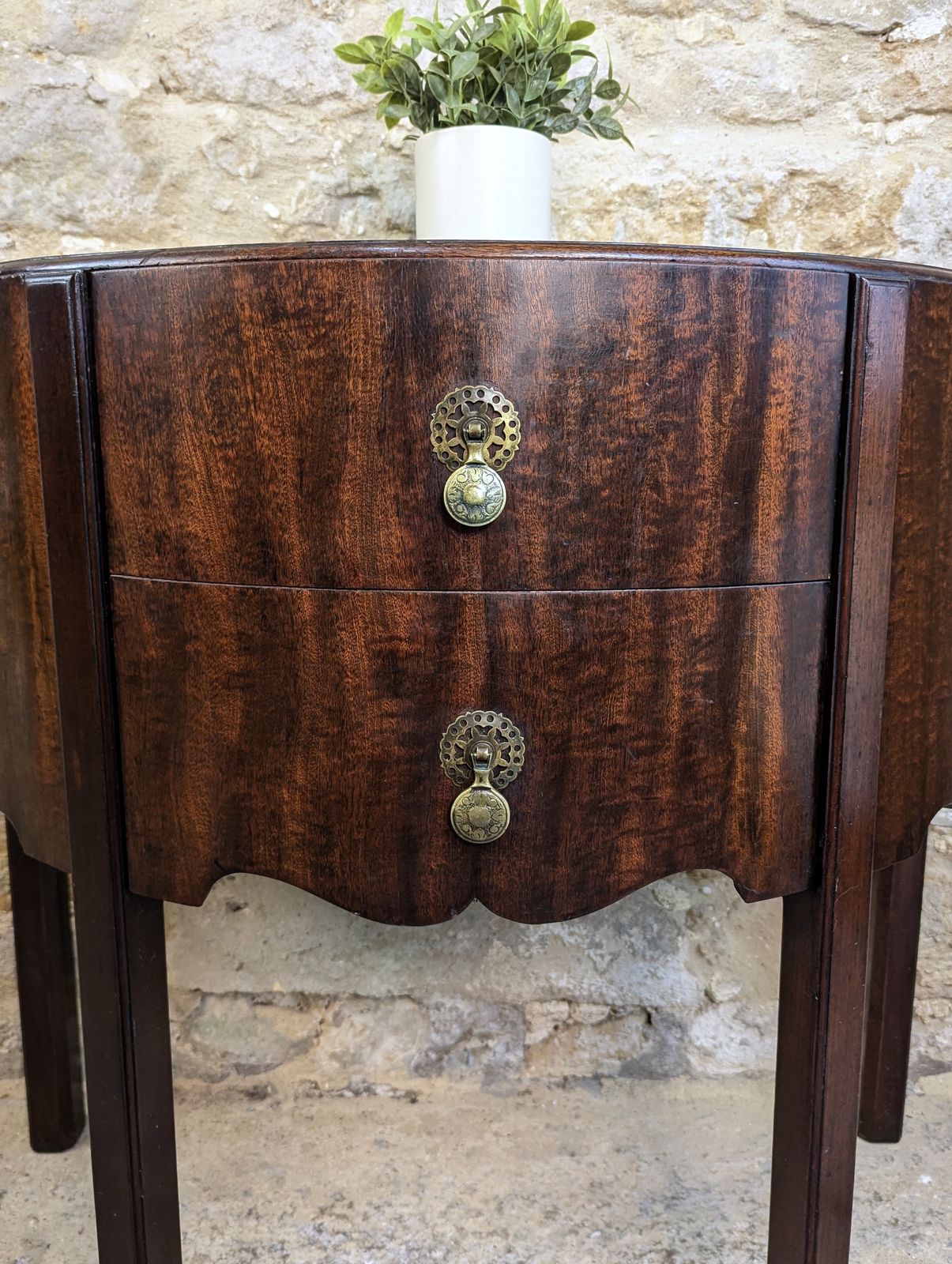 Georgian Mahogany Demi Lune Console With Drawers photo for sale
