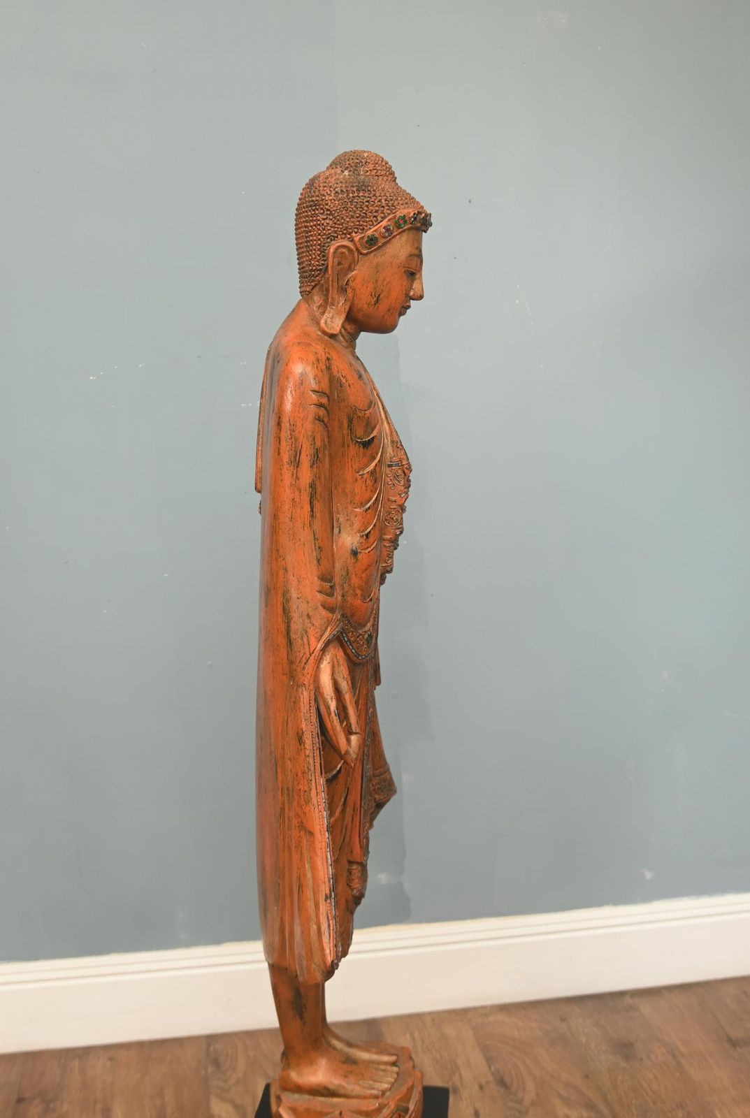 Carved Standing Burmese Buddha Statue Yoga Studio Buddhism photo buy