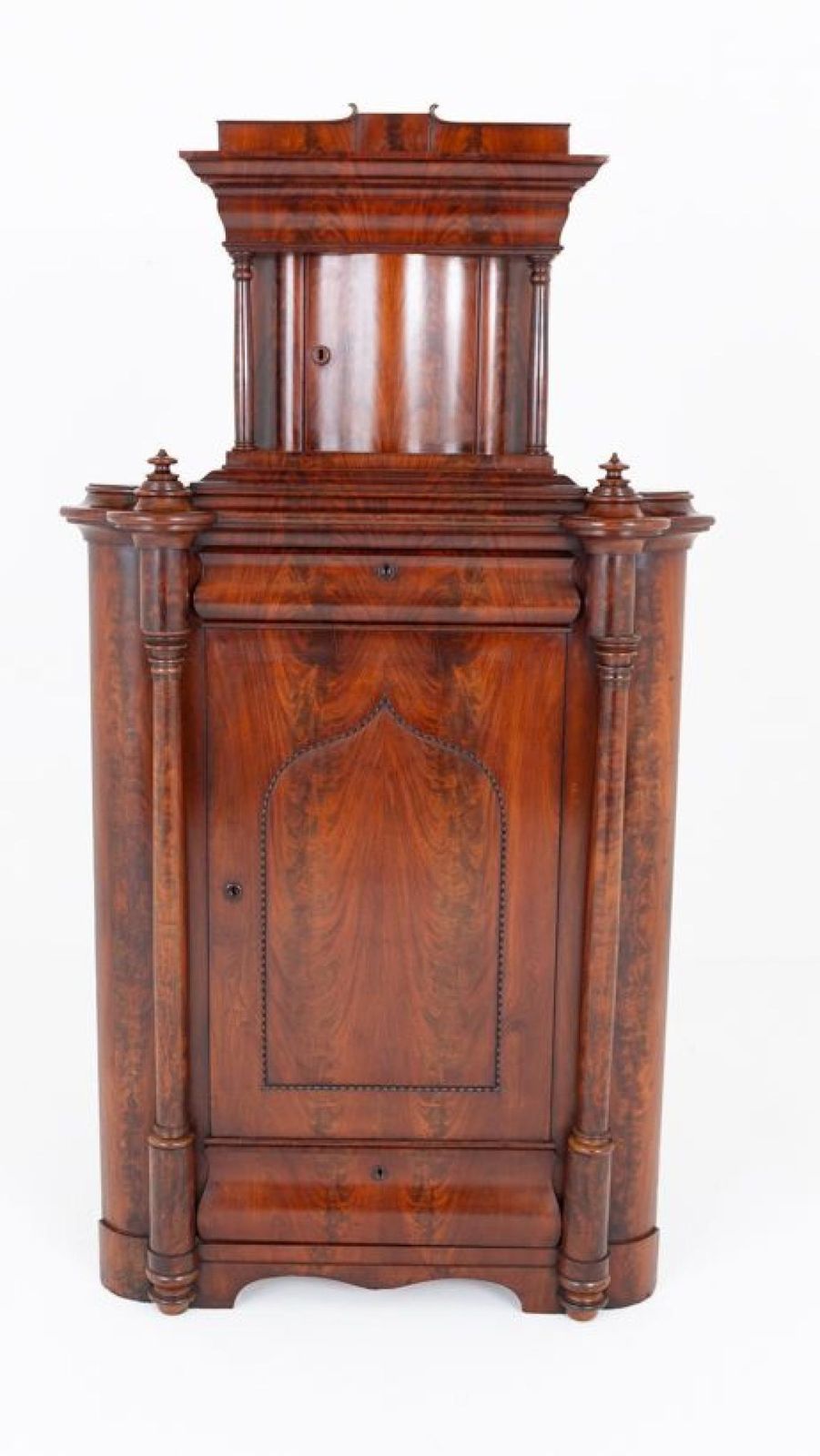 Biedermeier Corner Cabinet Flame Mahogany Bookshelf 1860. photo furniture