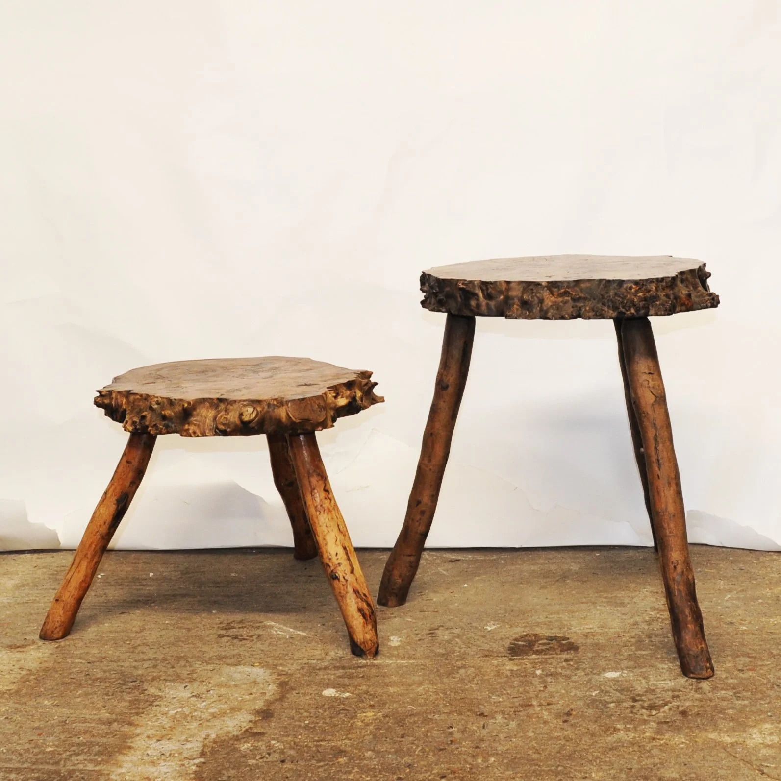 Pair Of Organic Sculptural Burr Walnut Coffee/ Side Tables, 1950s photo 795.0