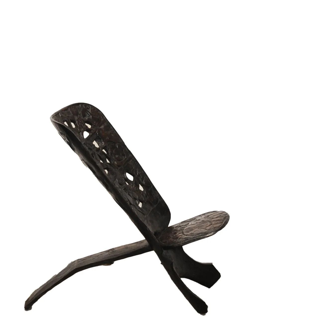 Hand Carved Hardwood African Palaver Chair, 1950s photo vintage