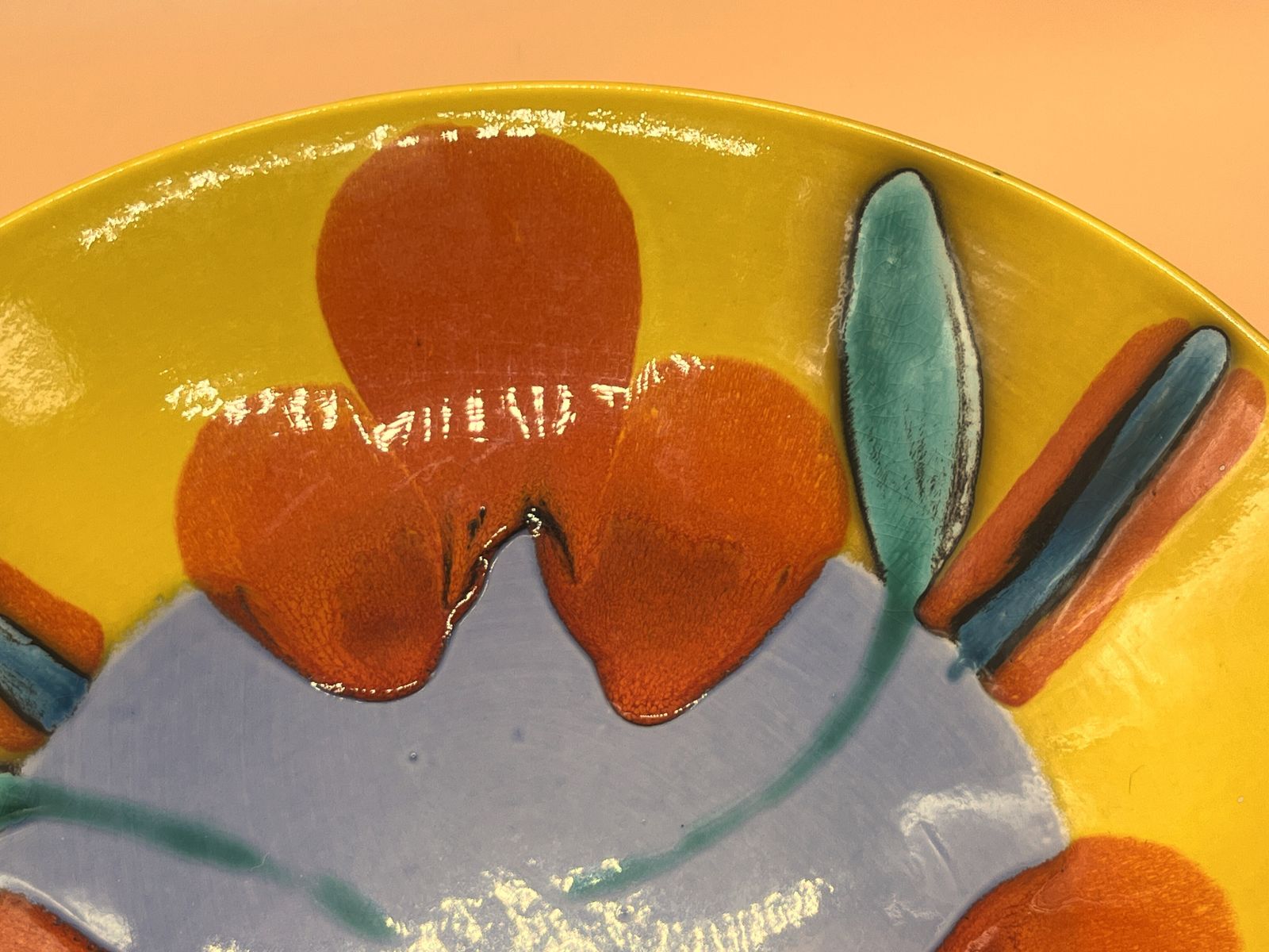 Large Poole Pottery Matisse Design Centerpiece / Bowl Designed By Anita Harris. 13.25" Diameter. photo for sale