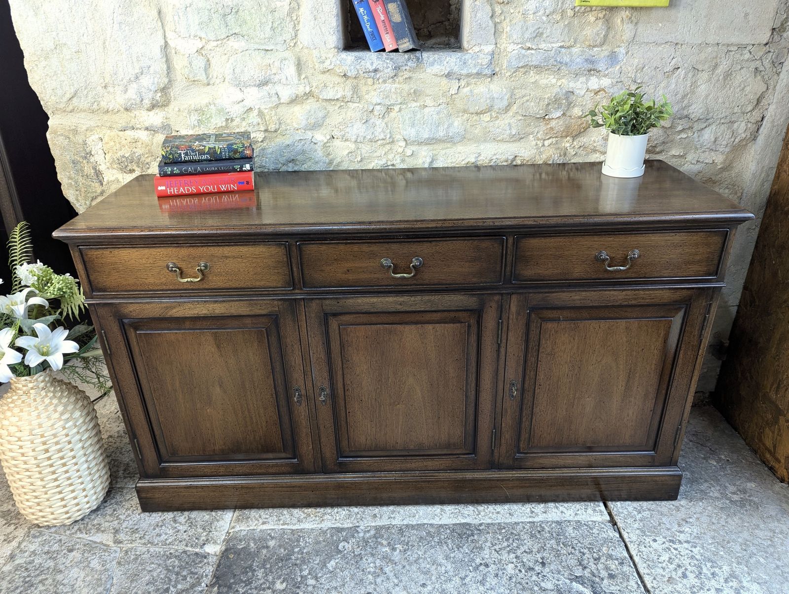 Antique Style Sideboard With Drawers   Dark Oak Effect photo furniture