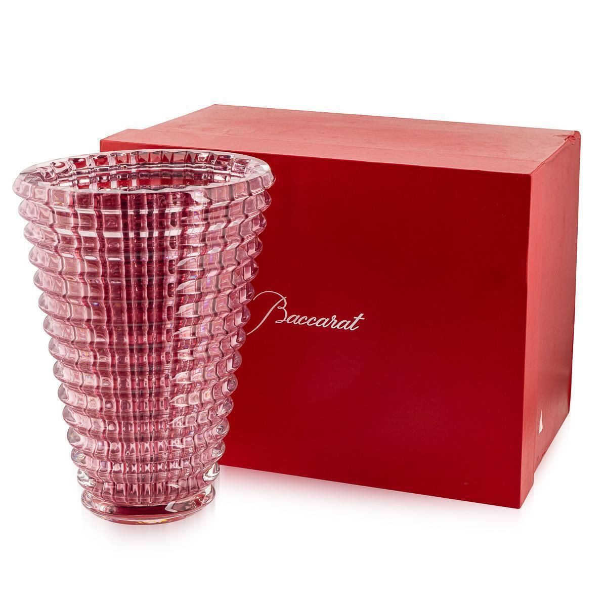 20th Century Baccarat French Crystal Oval Vase, Cut Glass Design photo 1736.0