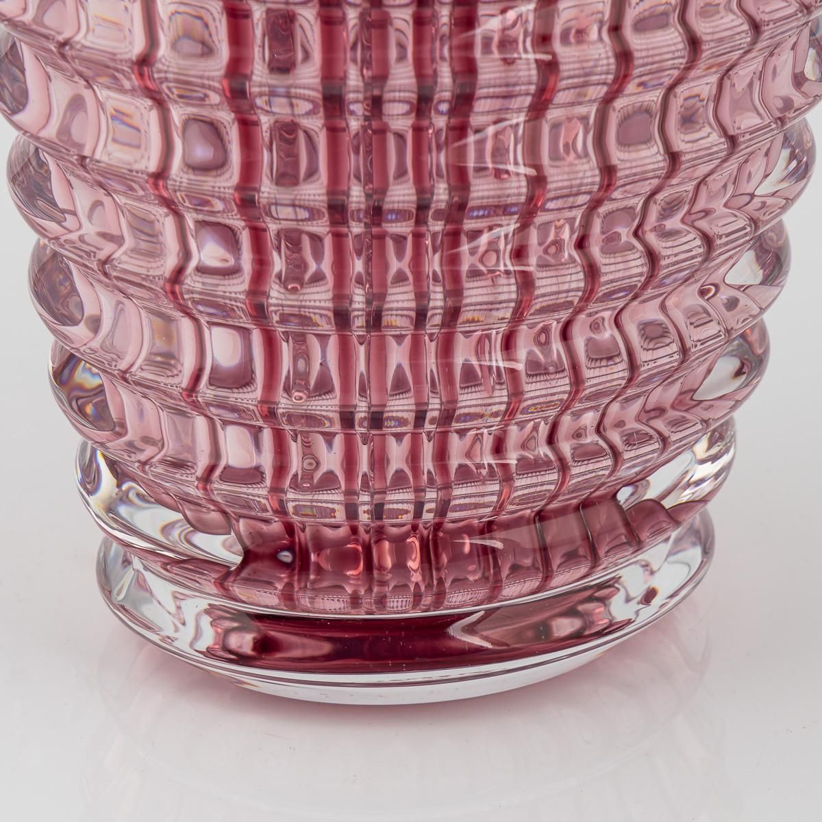 photo for sale 20th Century Baccarat French Crystal Oval Vase, Cut Glass Design